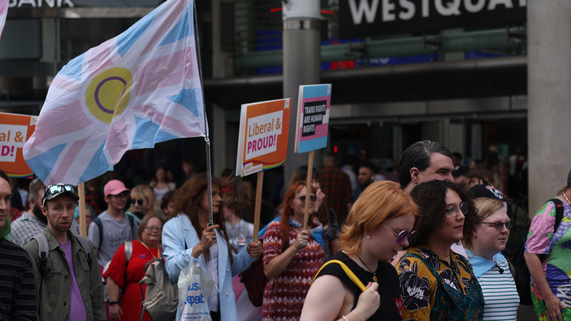 Trans Pride Southampton 2022 event outside Edmund Kell